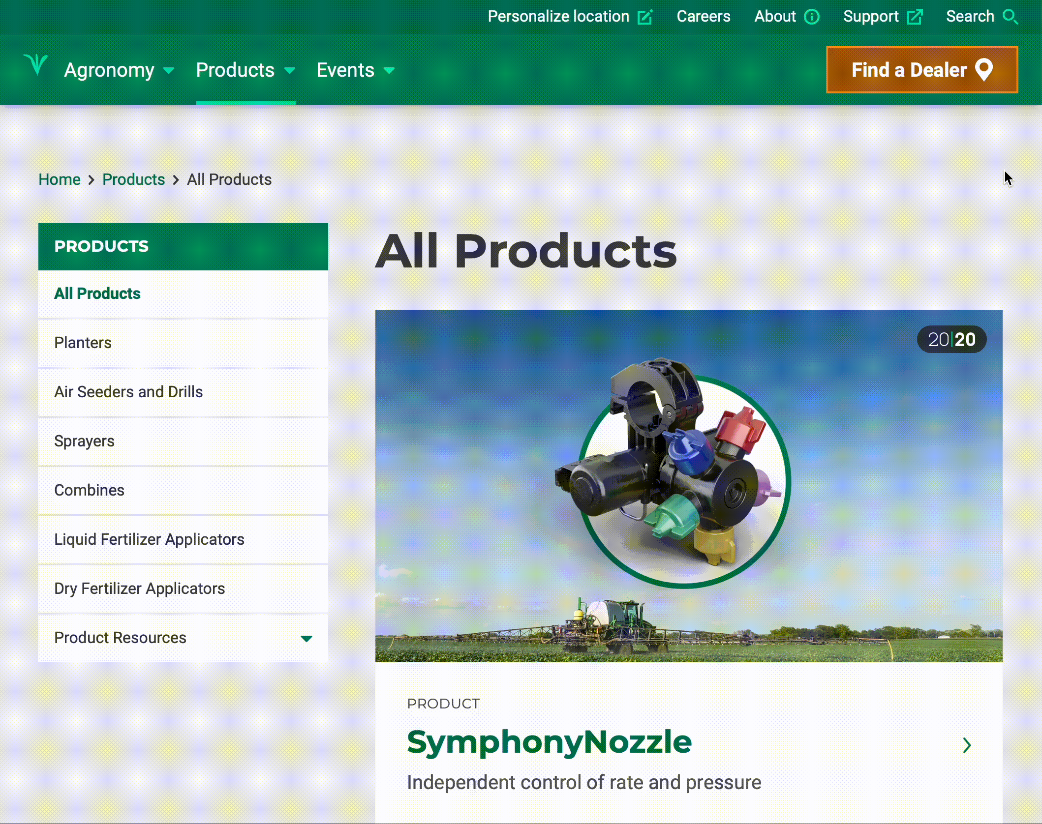 Precision Planting old all products page