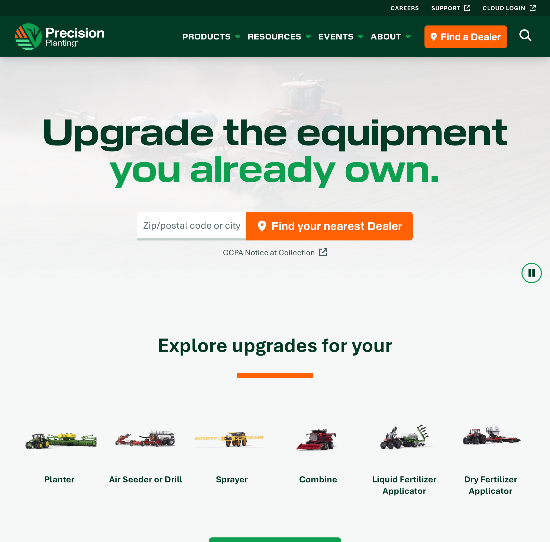 Precision Planting new homepage