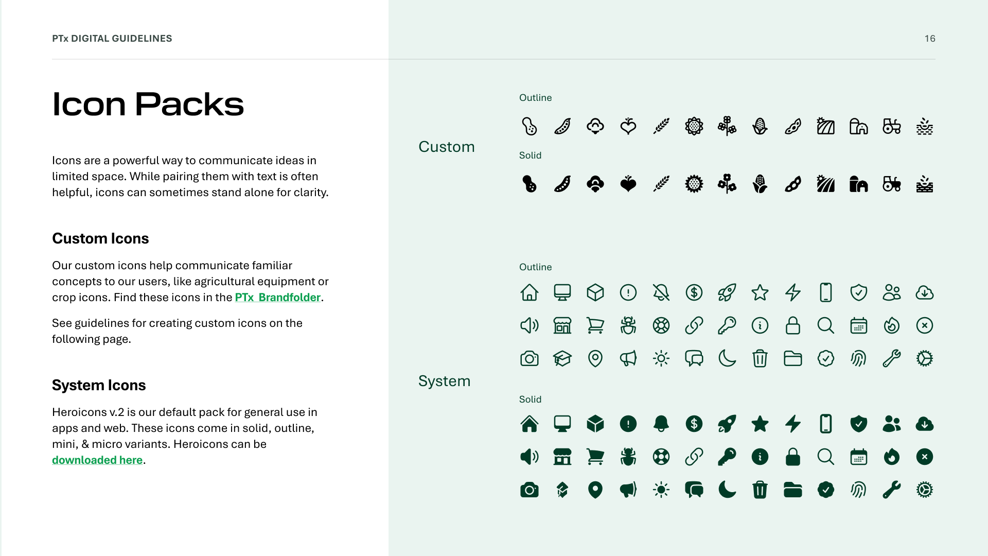 PTx digital guidelines icon packs